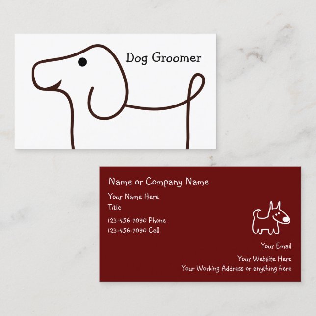 Tarjetas de visita de servicio Dog Grooming (Anverso / Reverso)