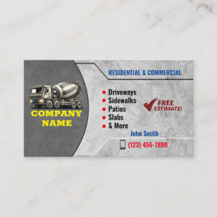 Tarjetas de visita de servicio en concreto