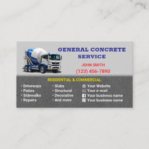 Tarjetas de visita de servicio en concreto