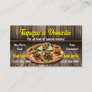 Tarjetas de visita de servicio Taco