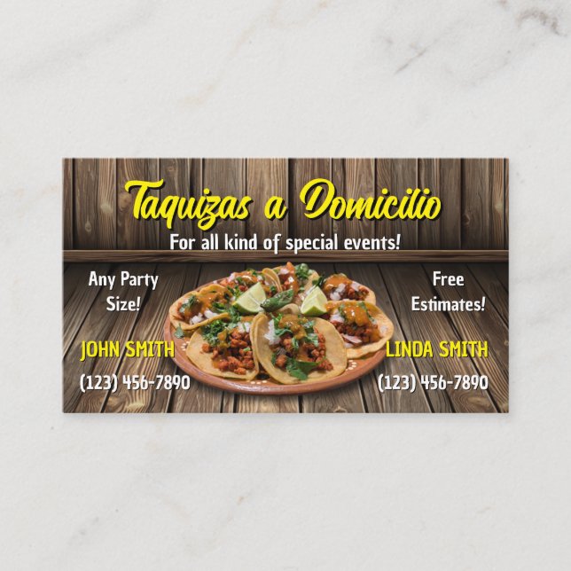 Tarjetas de visita de servicio Taco (Anverso)