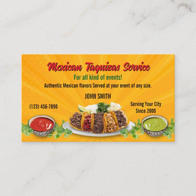 Tarjetas de visita de servicio Taco (Anverso)