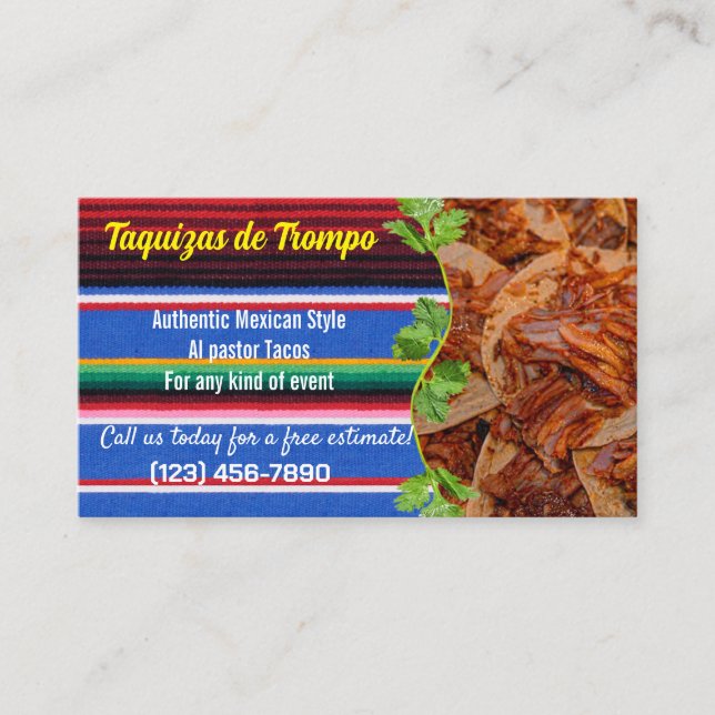 Tarjetas de visita de servicio Taco (Anverso)