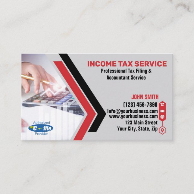 Tarjetas de visita de servicios de impuestos sobre (Anverso)