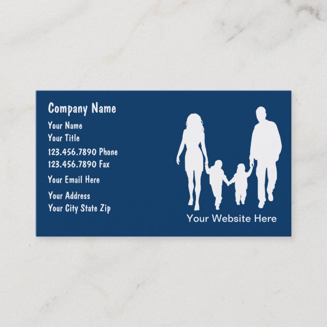 Tarjetas de visita de servicios de la familia (Anverso)