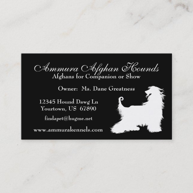 Tarjetas de visita de silueta de hound afgana (Anverso)