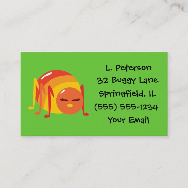 Tarjetas de visita de Spider Bug Strider (Anverso)