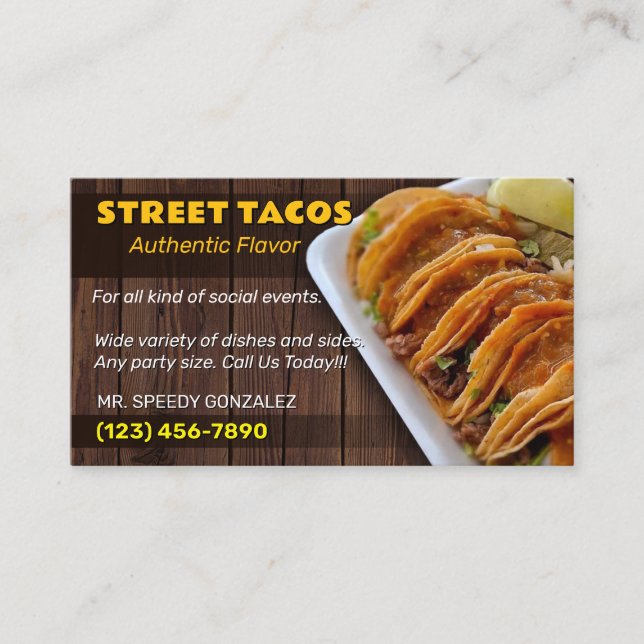 Tarjetas de visita de Tacos (Anverso)