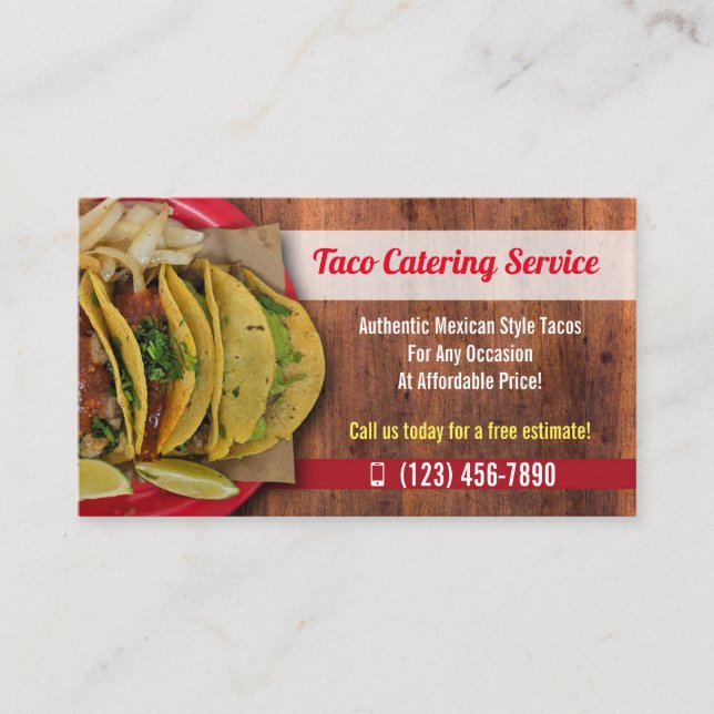 Tarjetas de visita de Tacos Catering Service (Anverso)
