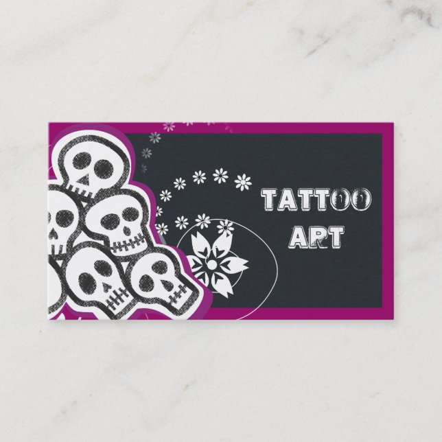 Tarjetas de visita de tatuaje artístico - Skulls (Anverso)