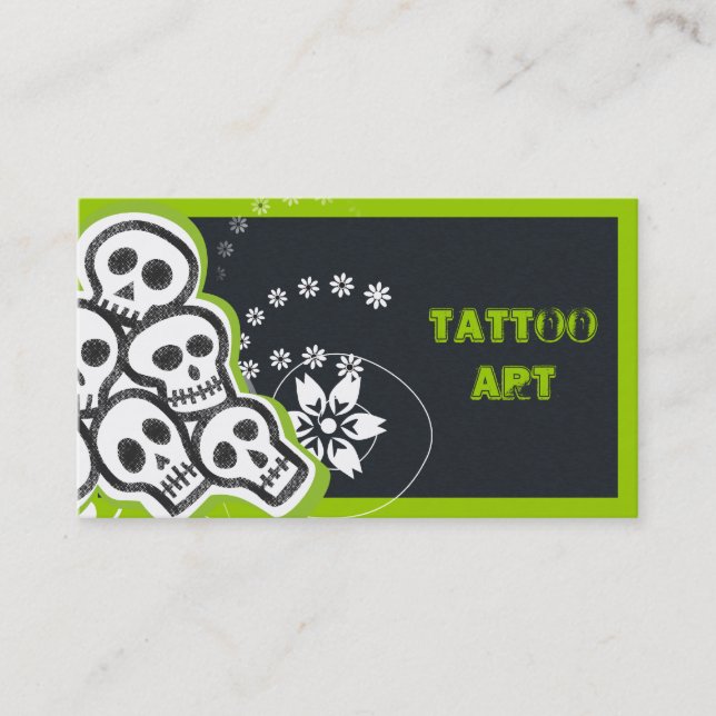 Tarjetas de visita de tatuaje artístico - Skulls (Anverso)