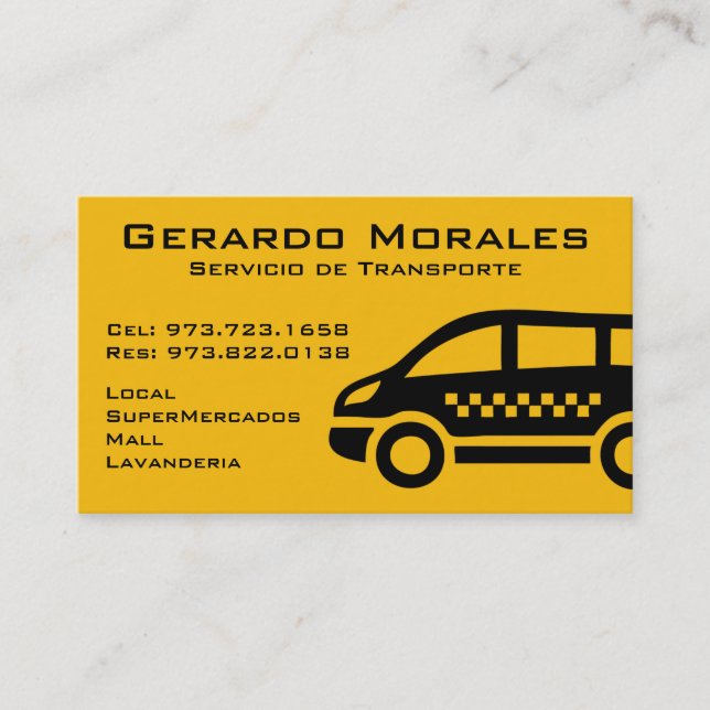 Tarjetas de visita de taxi (Anverso)