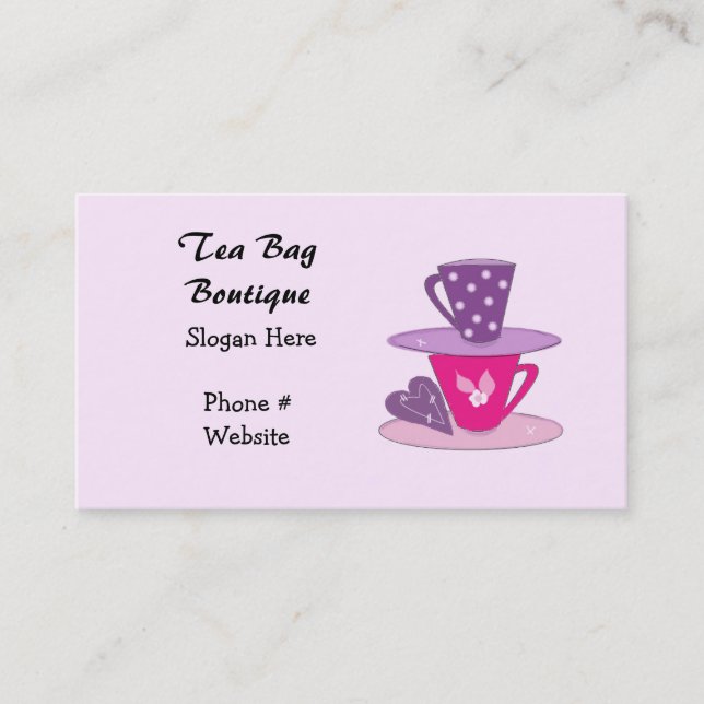 Tarjetas de visita de tazas de té apiladas (Anverso)