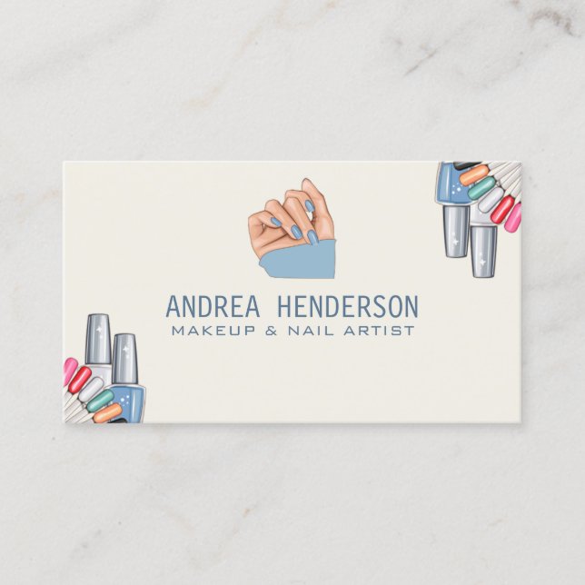 Tarjetas de visita de técnico de uñas, maquillaje  (Anverso)