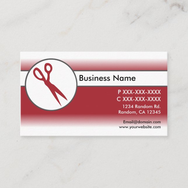 Tarjetas de visita de tijeras blancas rojas (Anverso)