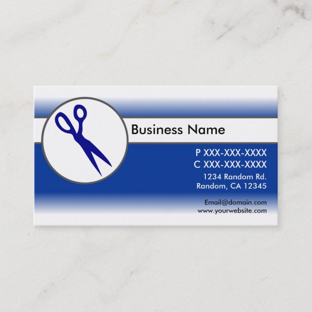 Tarjetas de visita de tijeras de fundición azul bl (Anverso)