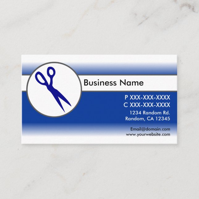 Tarjetas de visita de tijeras de fundición azul bl (Anverso)