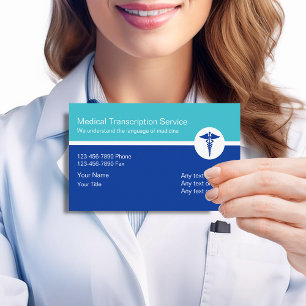 Tarjetas de visita de transcripción médica