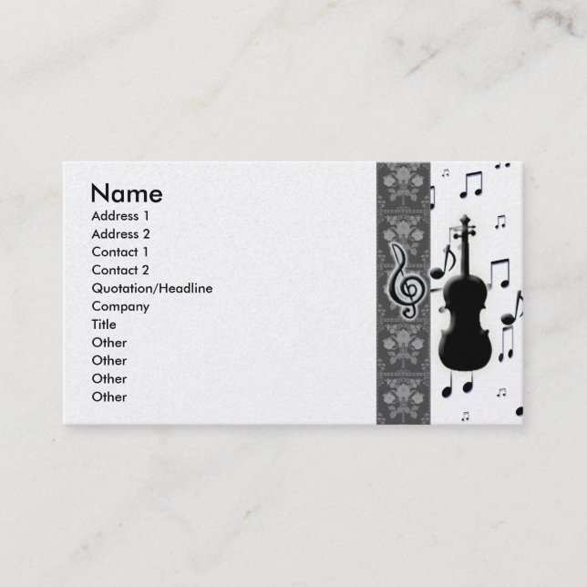 Tarjetas de visita de Violin & Music Notes (Anverso)