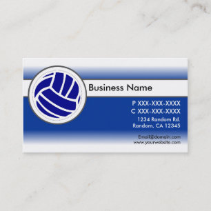 Tarjetas de visita de voleibol blanco azul