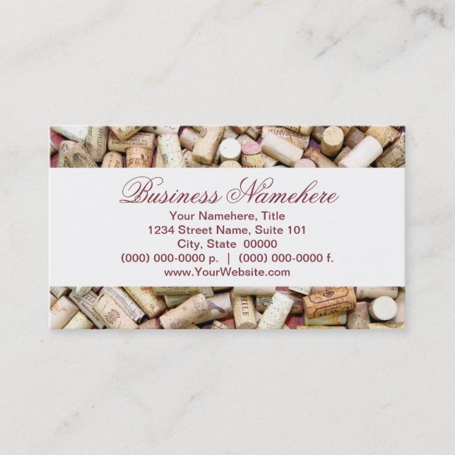Tarjetas de visita de Wine Corks (Anverso)