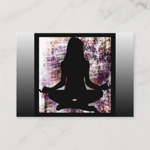 Tarjetas de visita de yoga morado y negro para la