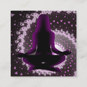 Tarjetas de visita de yoga morado y negro para la 