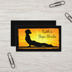 Tarjetas de visita de yoga para naranja y mediació