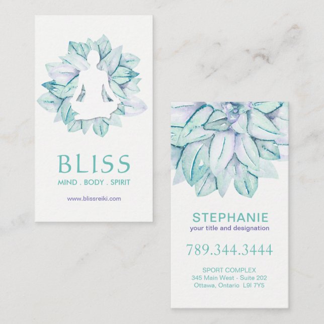 Tarjetas de visita de Yoga y Reiki (Anverso / Reverso)