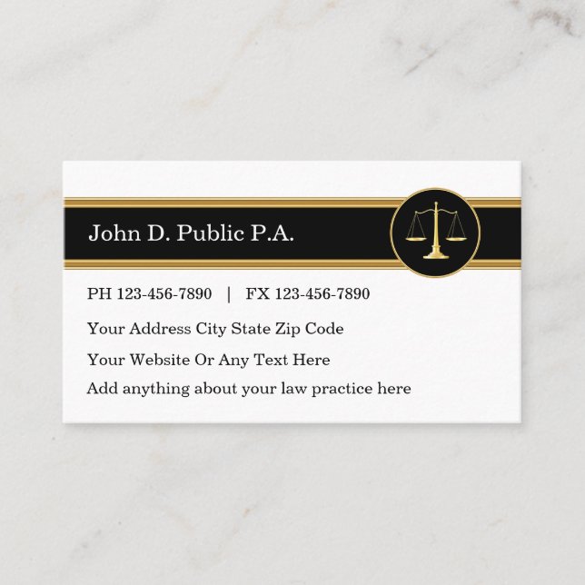 Tarjetas de visita del abogado (Anverso)