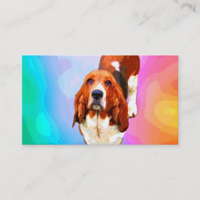 Tarjetas de visita del arte pop de Basset Hound (Anverso)