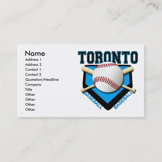 TARJETAS DE VISITA DEL BÉISBOL DE TORONTO (Anverso)