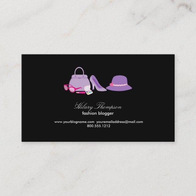 Tarjetas de visita del Blogger de la moda (Anverso)