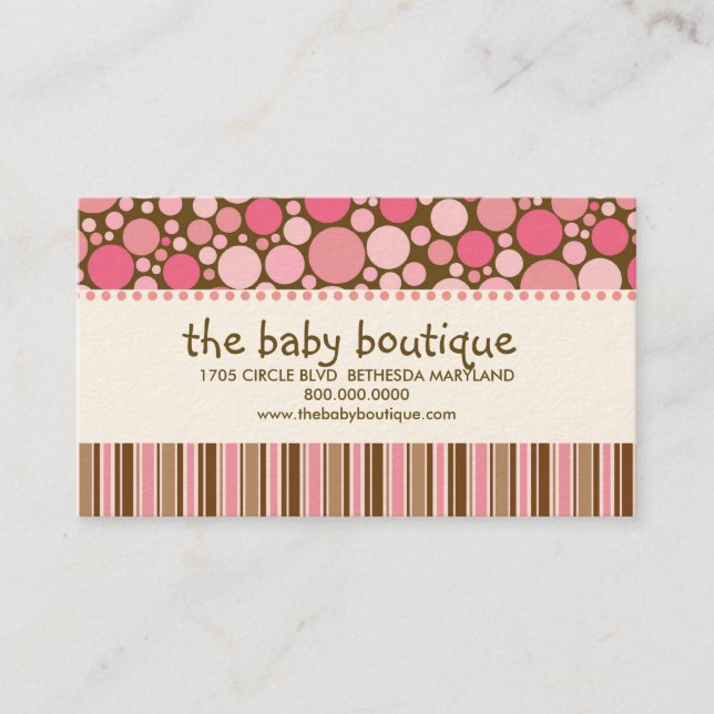 Tarjetas de visita del boutique del bebé (Anverso)