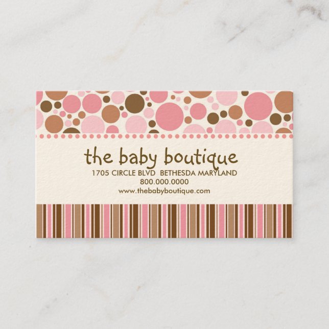 Tarjetas de visita del boutique del bebé (Anverso)
