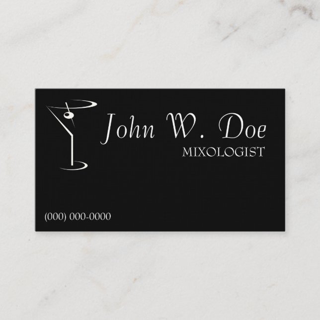 Tarjetas de visita del camarero del Mixology (Anverso)