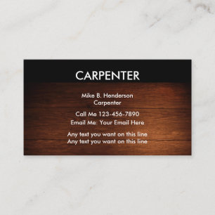 Tarjetas de visita del carpintero del país