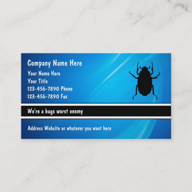 Tarjetas de visita del control de parásito (Anverso)