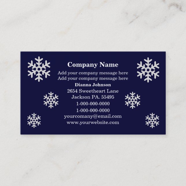 Tarjetas de visita del copo de nieve (Anverso)