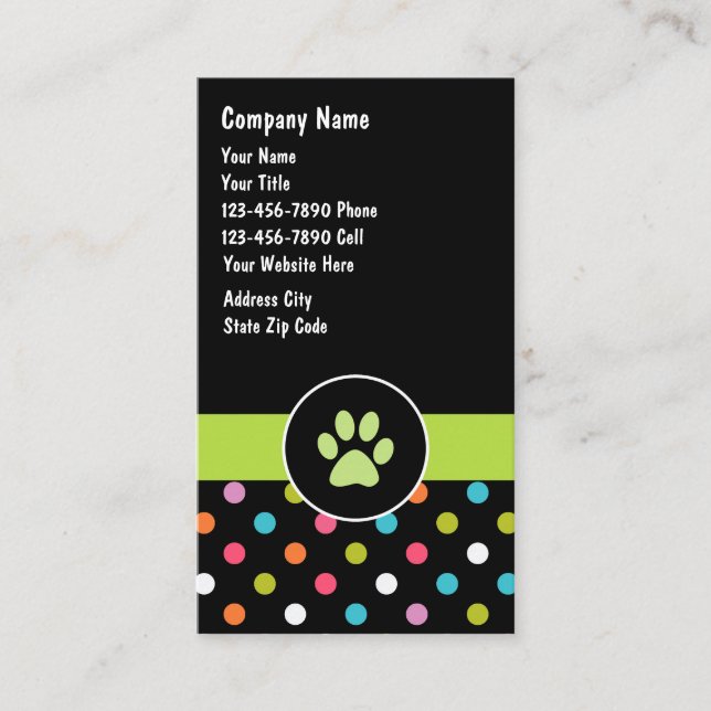 Tarjetas de visita del cuidado de animales de (Anverso)