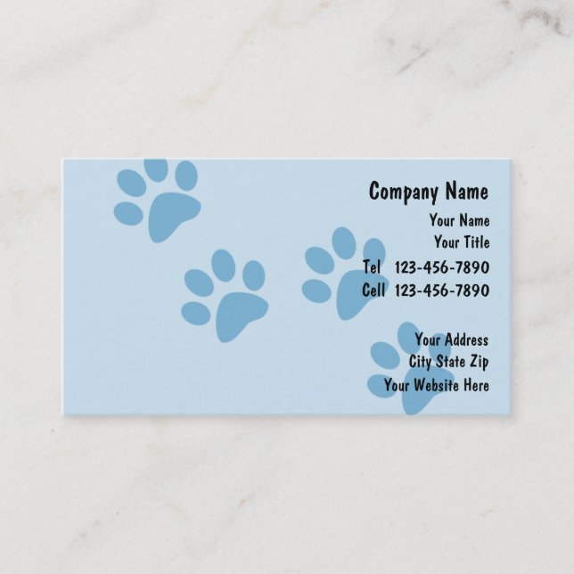 Tarjetas de visita del cuidado de animales de (Anverso)