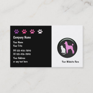 Tarjetas de visita del cuidado de animales de