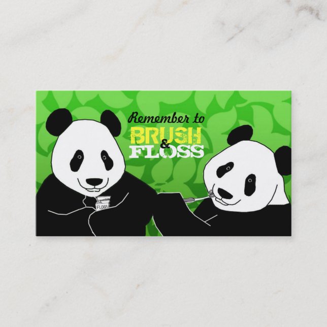 Tarjetas de visita del dentista de la panda (Anverso)