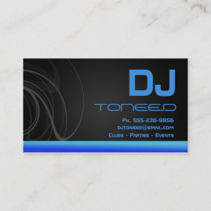 Tarjetas de visita del disc jockey de DJ azules