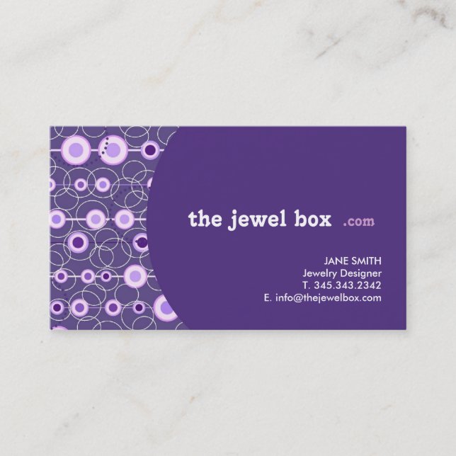 Tarjetas de visita del diseñador de la joyería (Anverso)