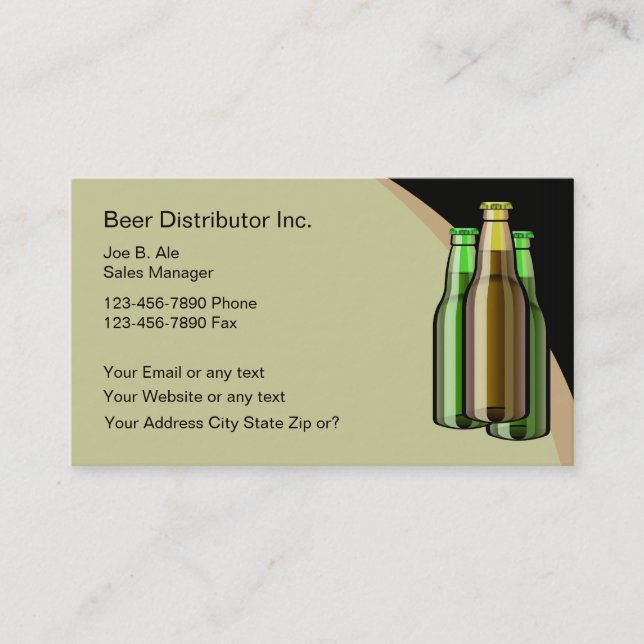 Tarjetas de visita del distribuidor de la cerveza (Anverso)