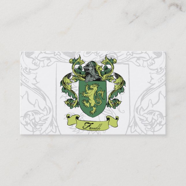 Tarjetas de visita del escudo de la familia de (Anverso)