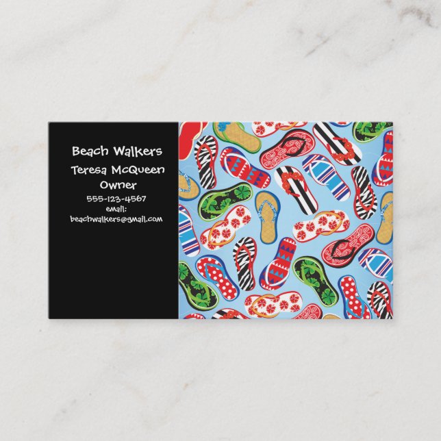 Tarjetas de visita del flip-flop de la sandalia (Anverso)