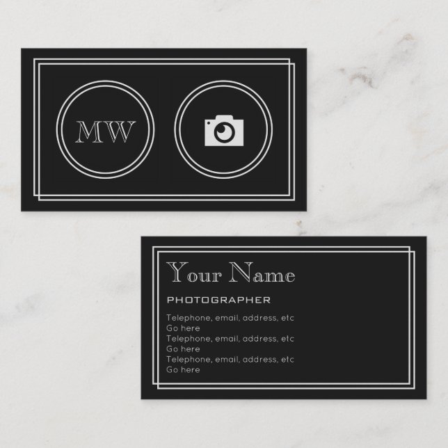 Tarjetas de visita del fotógrafo de la "película (Anverso / Reverso)