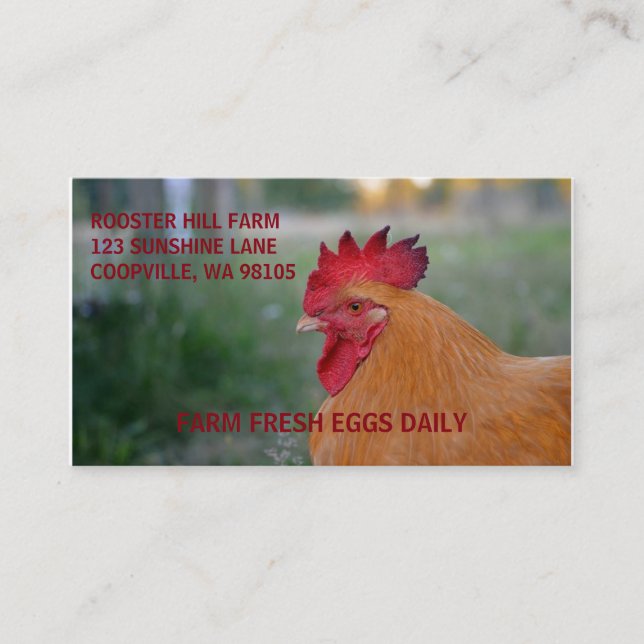 TARJETAS DE VISITA DEL GALLO DE FARMSTYLE (Anverso)